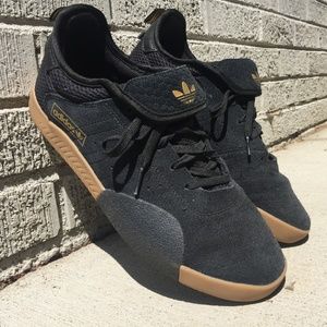 Adidas 3ST.003 Black, Gold, and Gum Shoes